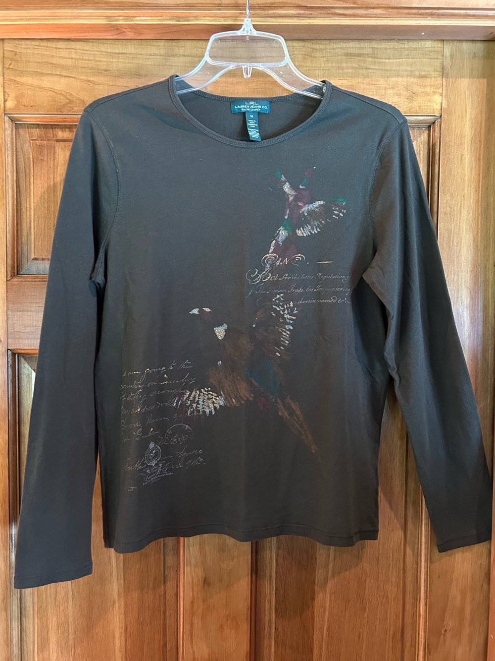 Lauren Jeans Company Dark Green Long Sleeve Graphic Tee